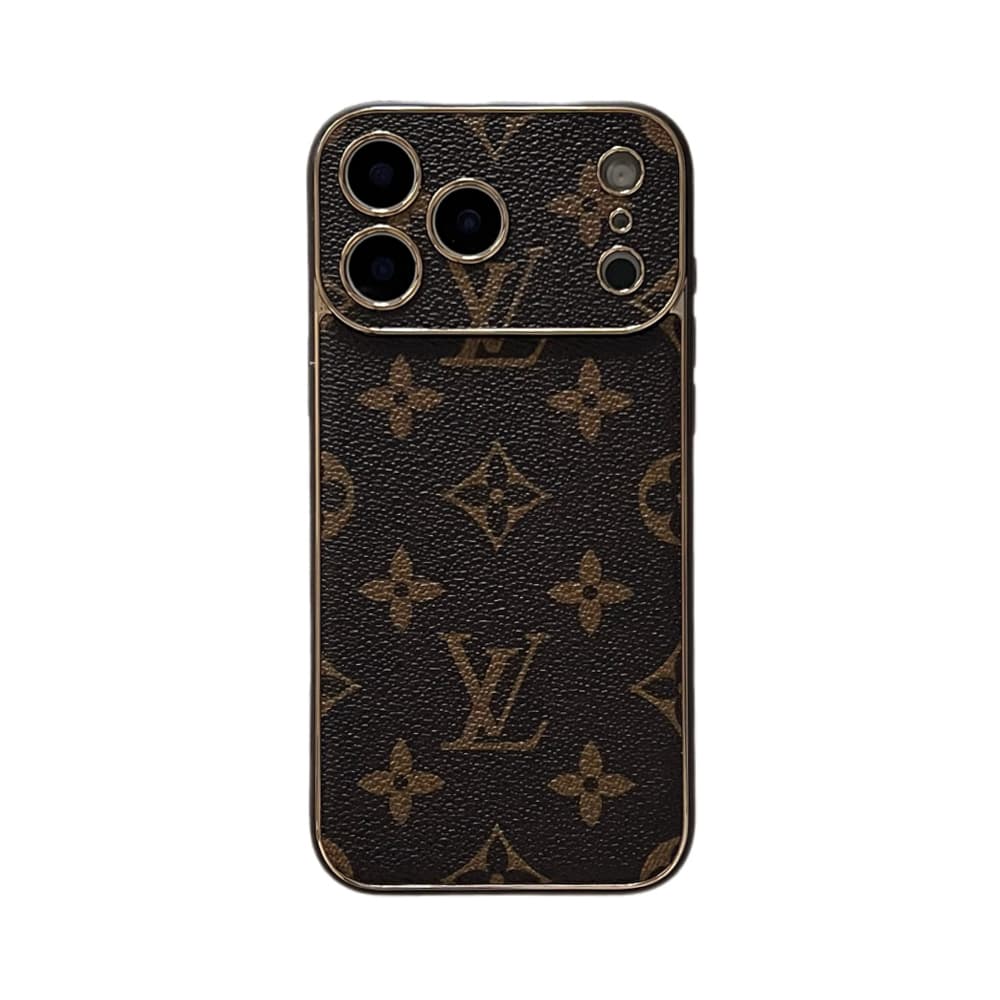 LV & Gucci Soft-Touch TPU Edges iPhone Case with Monogram Pattern