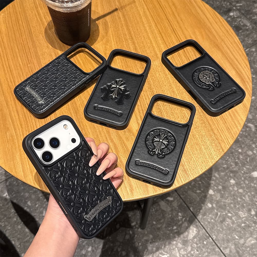 Chrome Hearts Gothic Cross Leather iPhone Case