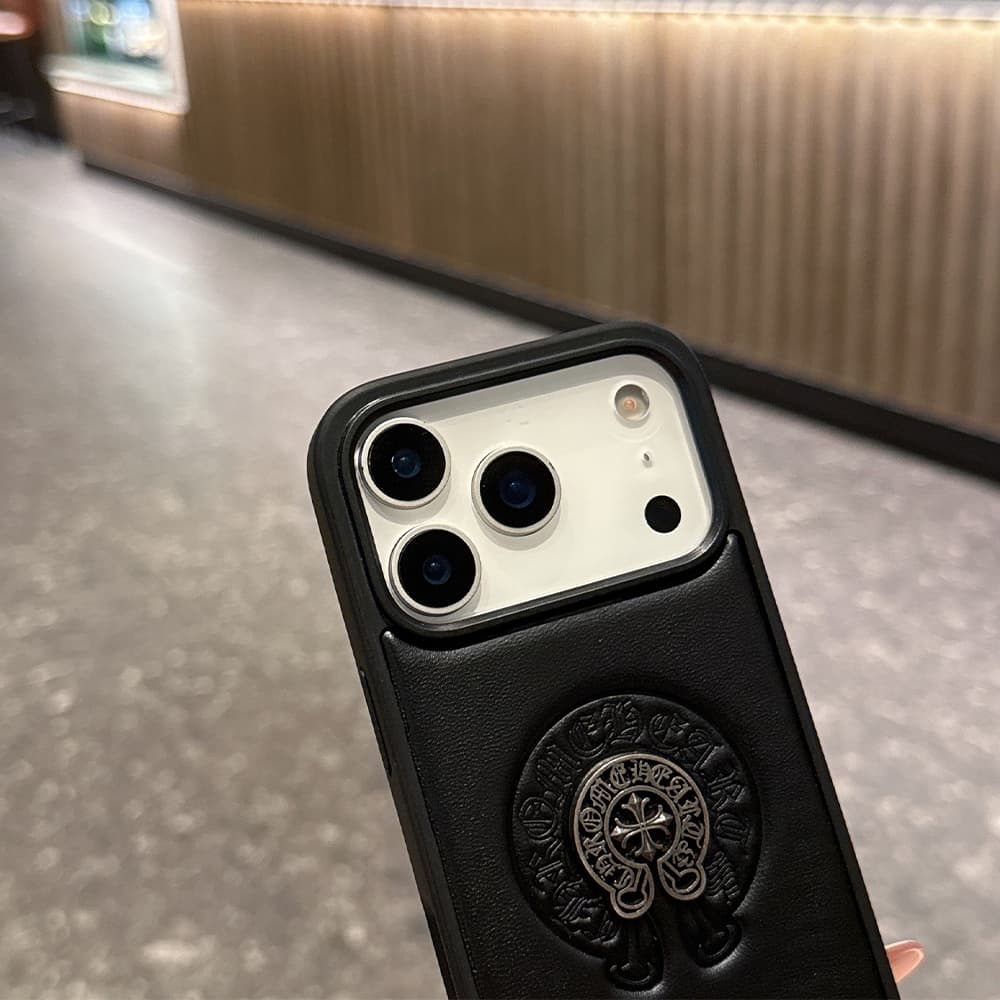 Chrome Hearts Gothic Cross Leather iPhone Case