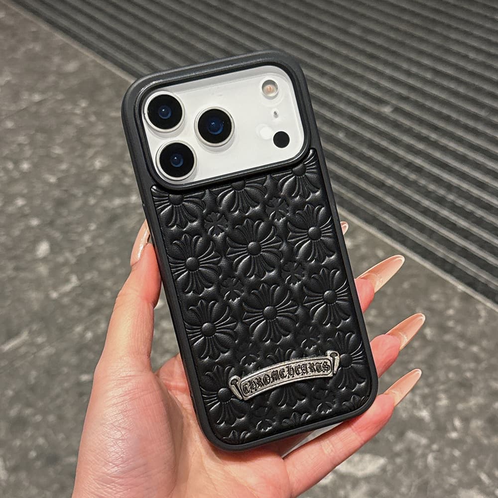 Chrome Hearts Gothic Cross Leather iPhone Case