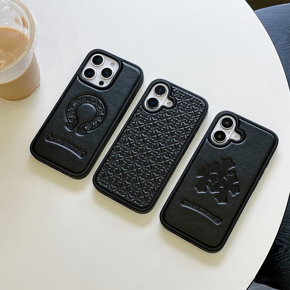 Chrome Hearts Gothic Leather Embossed iPhone Case
