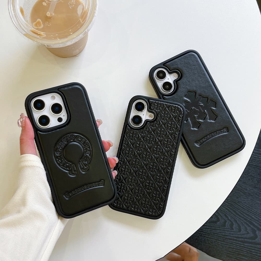 Chrome Hearts Gothic Leather Embossed iPhone Case