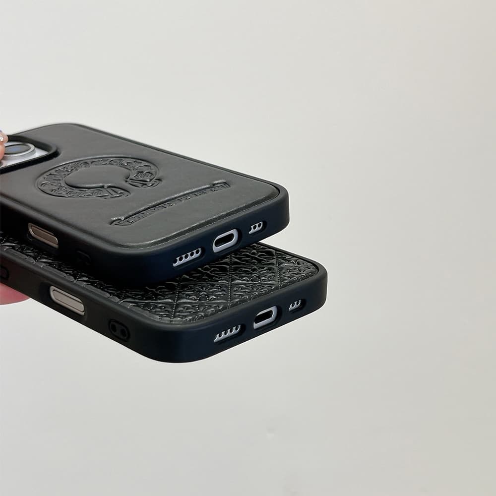 Chrome Hearts Gothic Leather Embossed iPhone Case