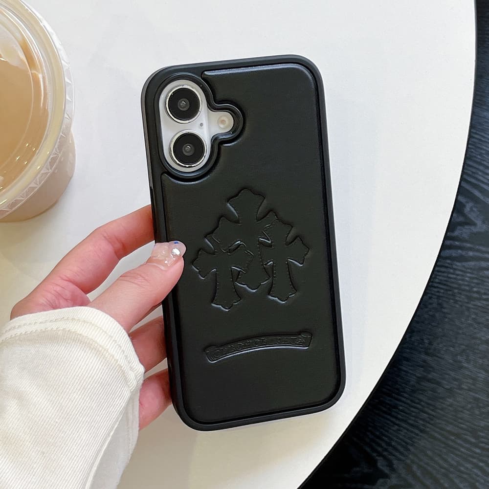 Chrome Hearts Gothic Leather Embossed iPhone Case