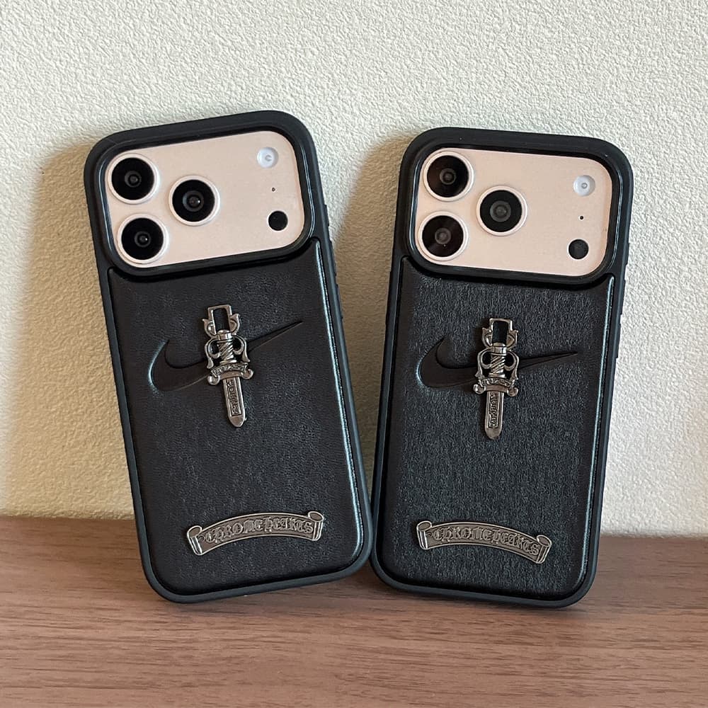 Nike Swoosh & Chrome Hearts Hybrid Street-Gothic Leather iPhone Case