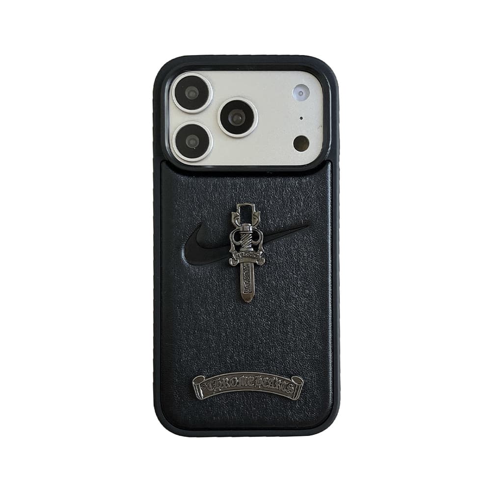 Nike Swoosh & Chrome Hearts Hybrid Street-Gothic Leather iPhone Case