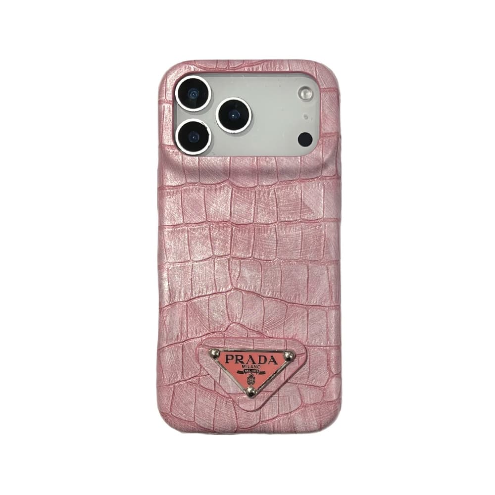 Prada Croc-Embossed Triangle Logo iPhone Case