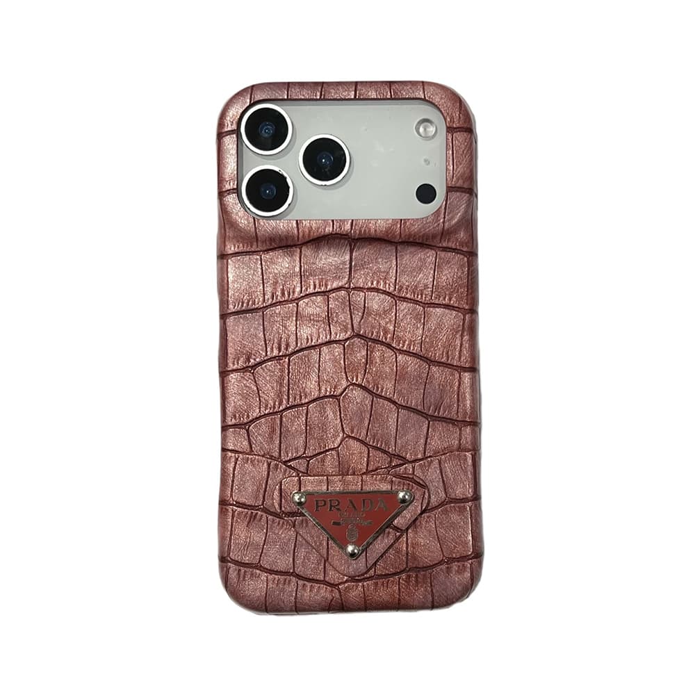 Prada Croc-Embossed Triangle Logo iPhone Case