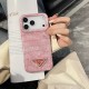 Prada Croc-Embossed Triangle Logo iPhone Case