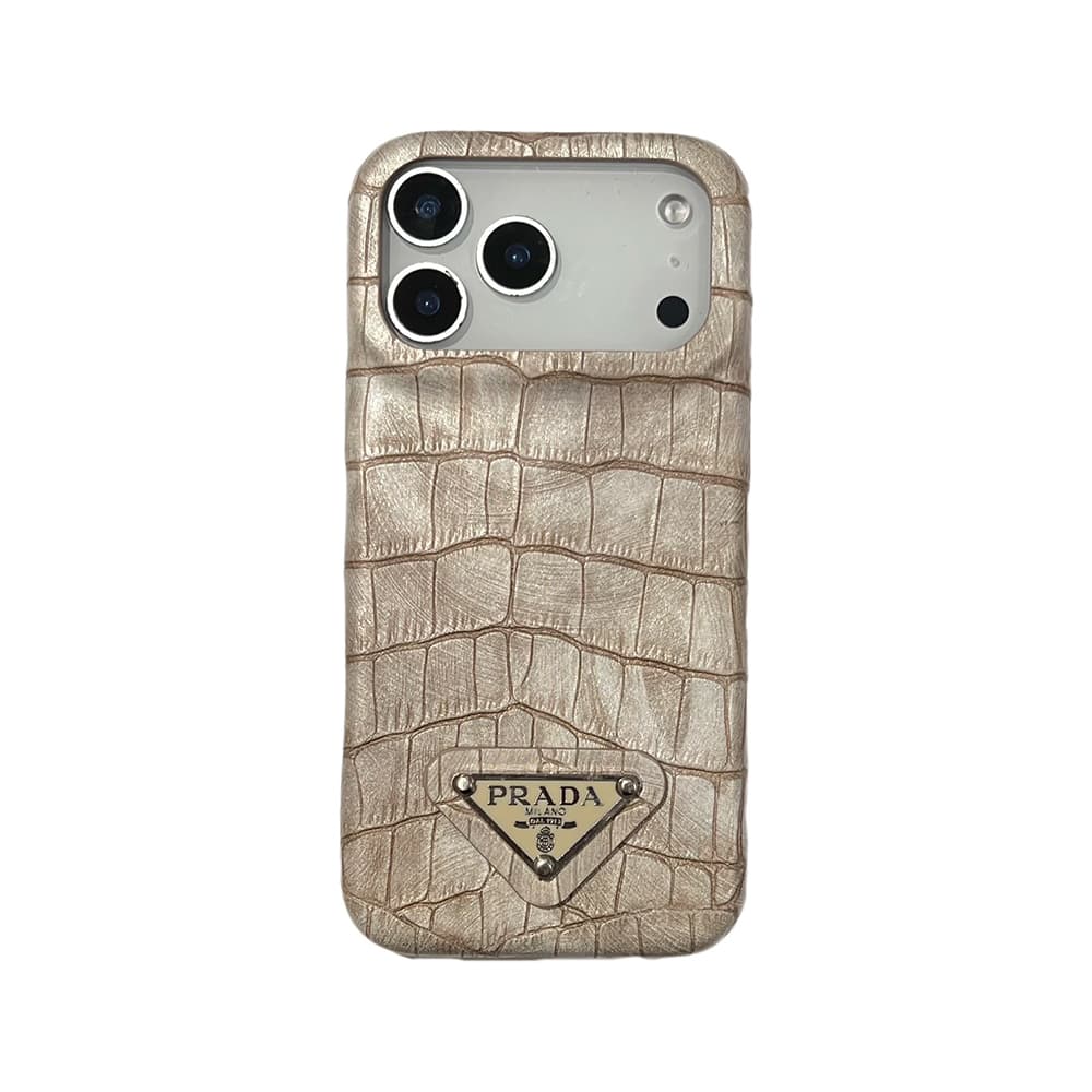 Prada Croc-Embossed Triangle Logo iPhone Case