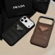 Prada Quilted Leather Triangle Logo iPhone Case