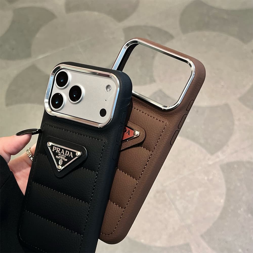 Prada Quilted Leather Triangle Logo iPhone Case