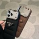 Prada Quilted Leather Triangle Logo iPhone Case