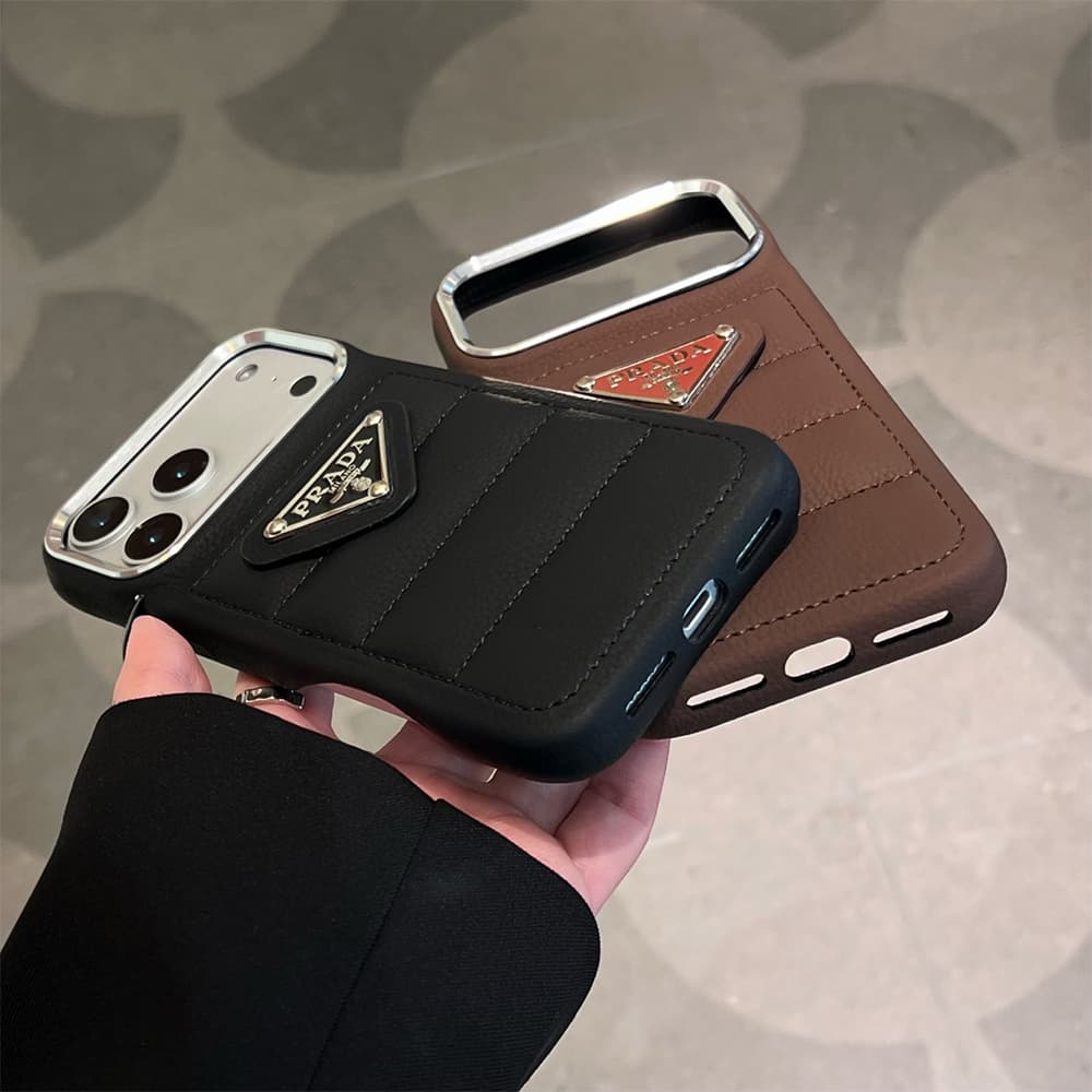 Prada Quilted Leather Triangle Logo iPhone Case
