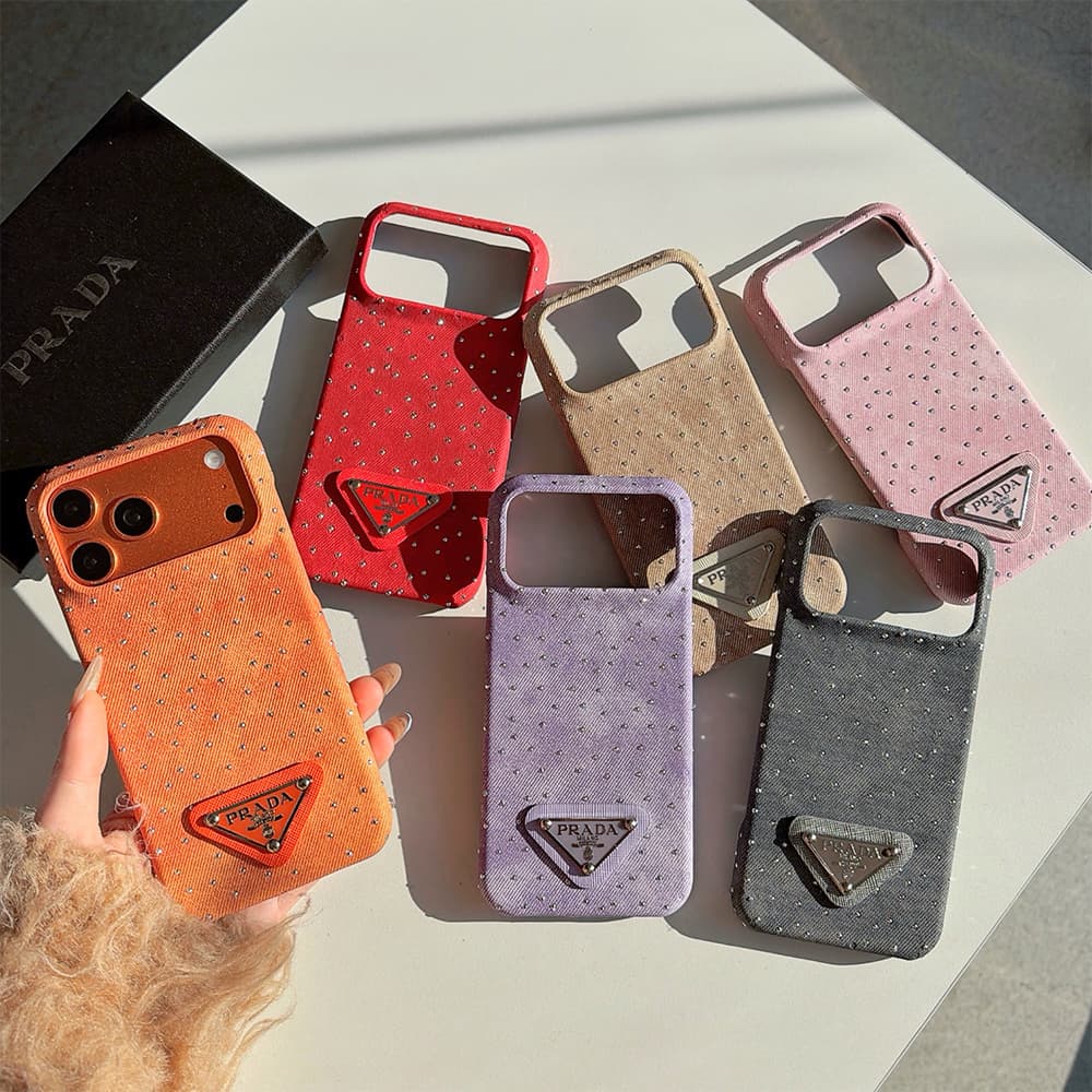Prada Crystal-Embellished Canvas 4-Sided Cutout iPhone Case