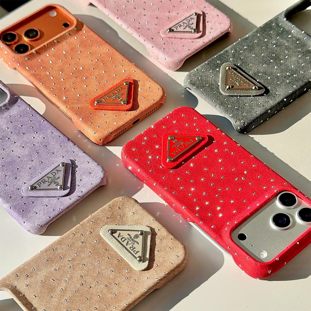 Prada Crystal-Embellished Canvas 4-Sided Cutout iPhone Case