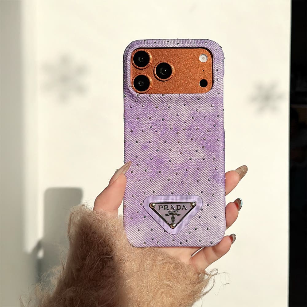 Prada Crystal-Embellished Canvas 4-Sided Cutout iPhone Case