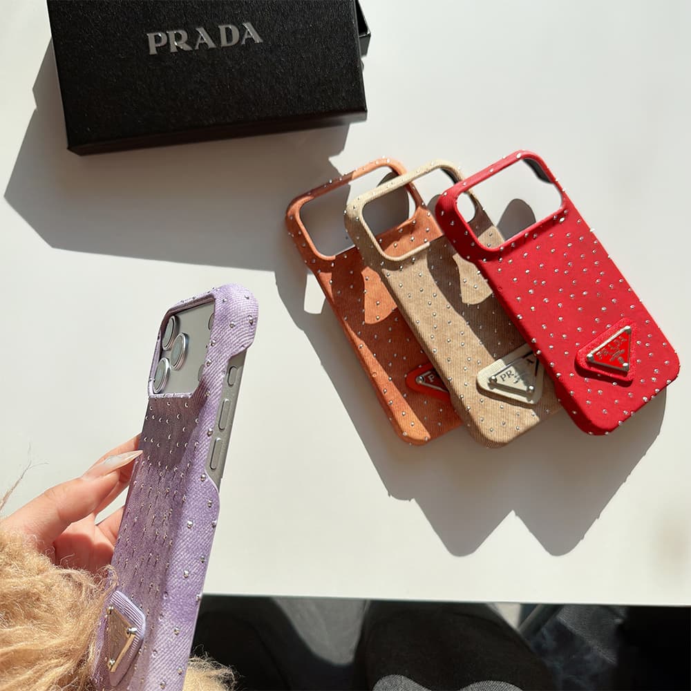Prada Crystal-Embellished Canvas 4-Sided Cutout iPhone Case