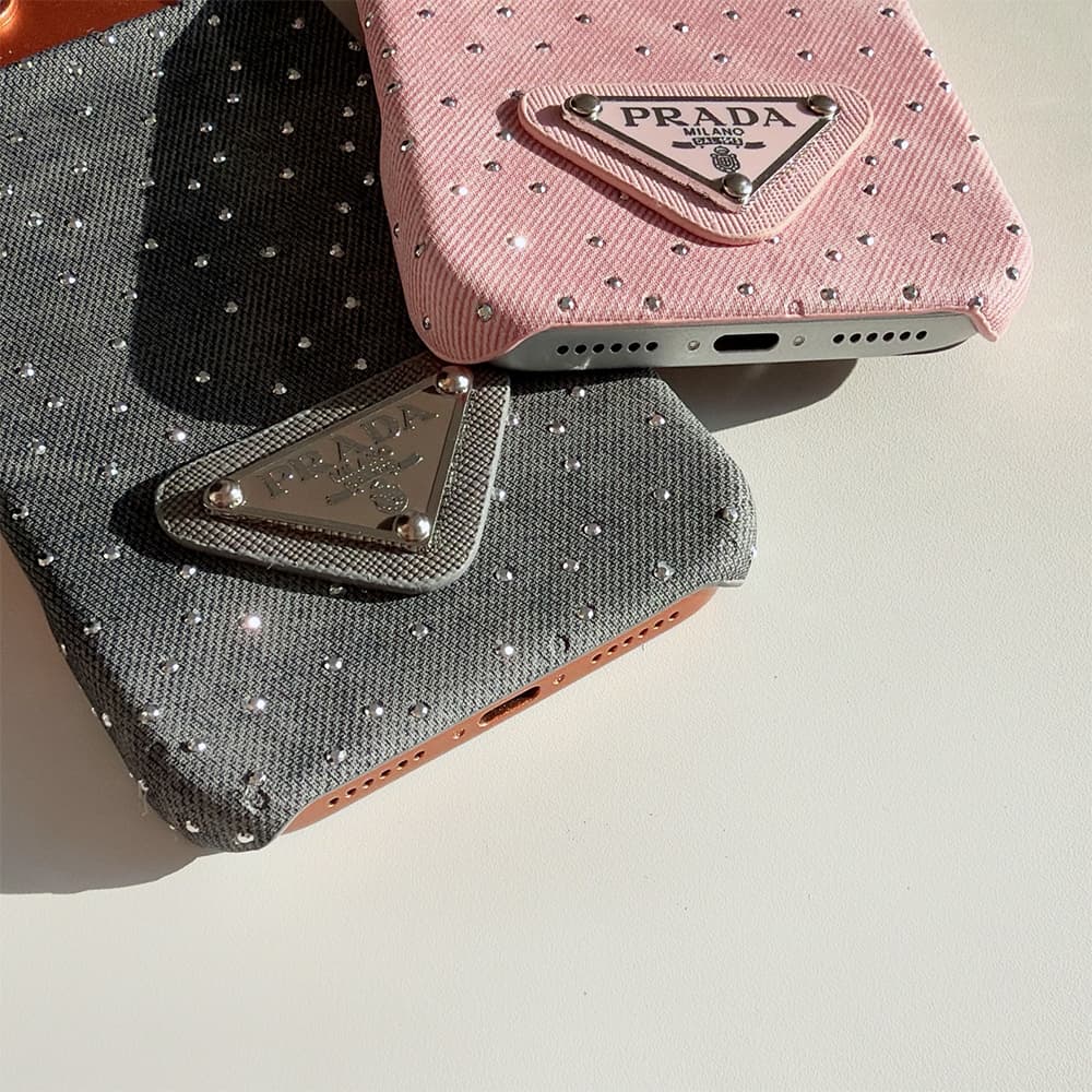Prada Crystal-Embellished Canvas 4-Sided Cutout iPhone Case