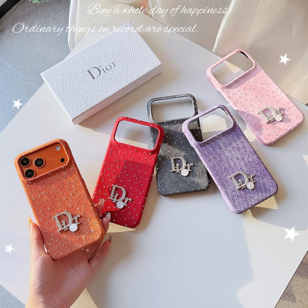 Dior Crystal Embellished Canvas 4-Sided Cutout iPhone Case