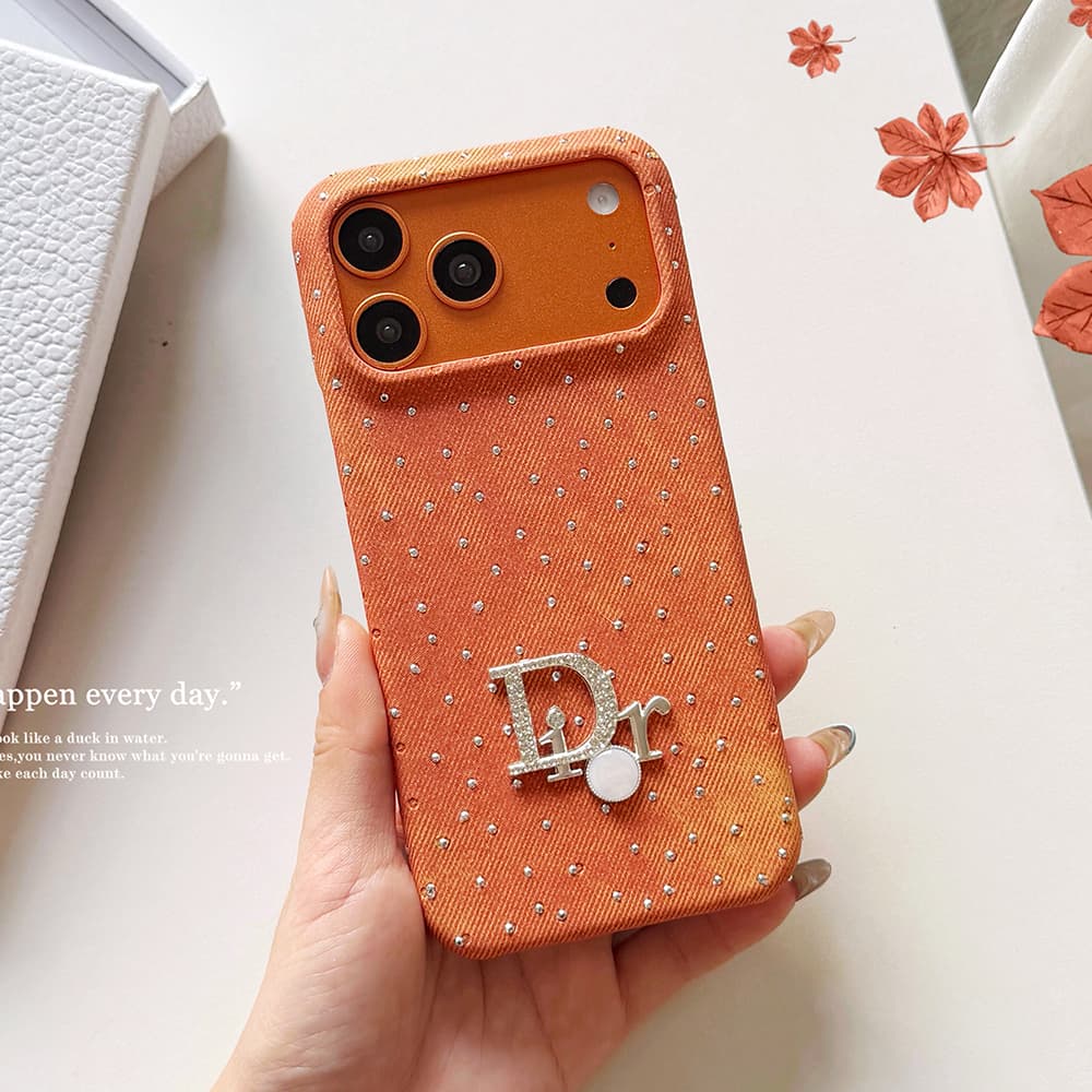 Dior Crystal Embellished Canvas 4-Sided Cutout iPhone Case