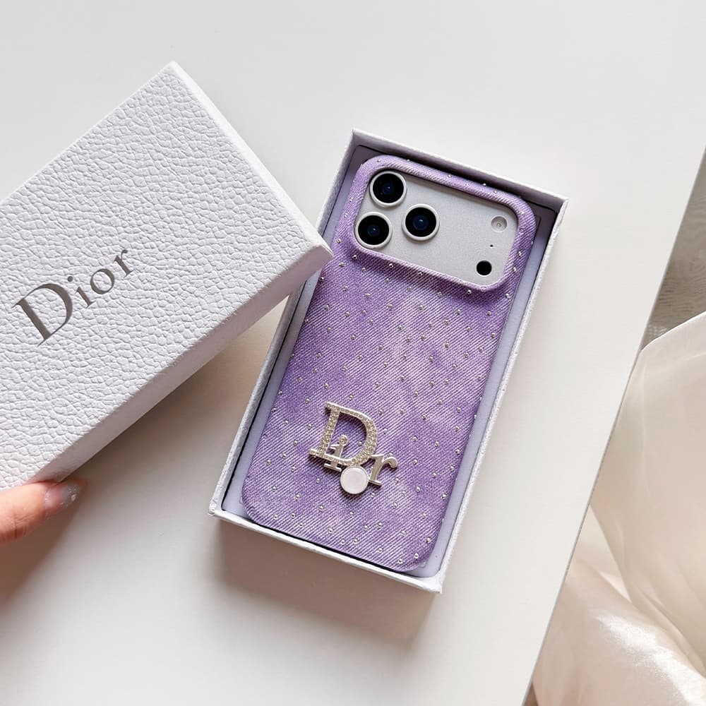 Dior Crystal Embellished Canvas 4-Sided Cutout iPhone Case