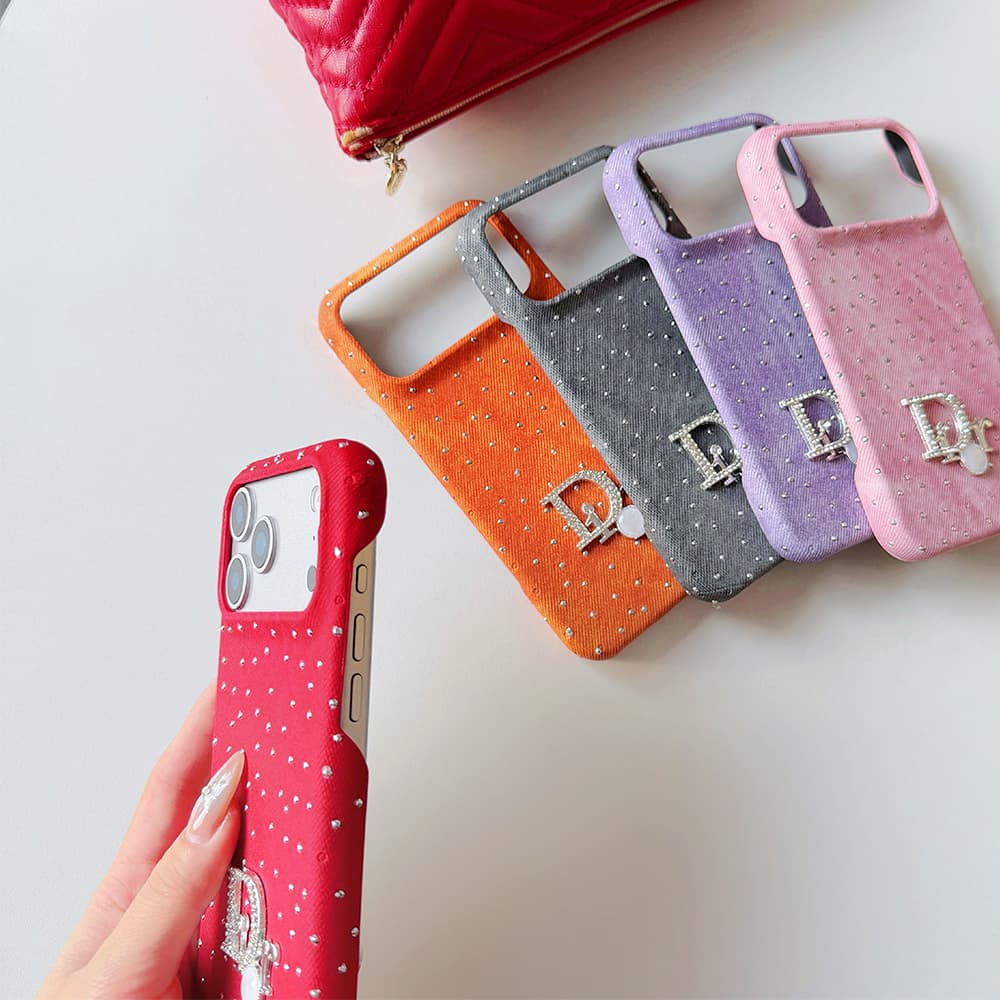 Dior Crystal Embellished Canvas 4-Sided Cutout iPhone Case
