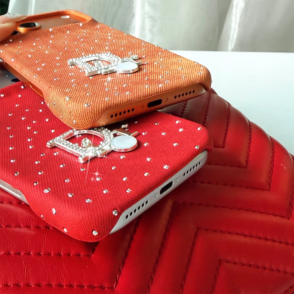 Dior Crystal Embellished Canvas 4-Sided Cutout iPhone Case