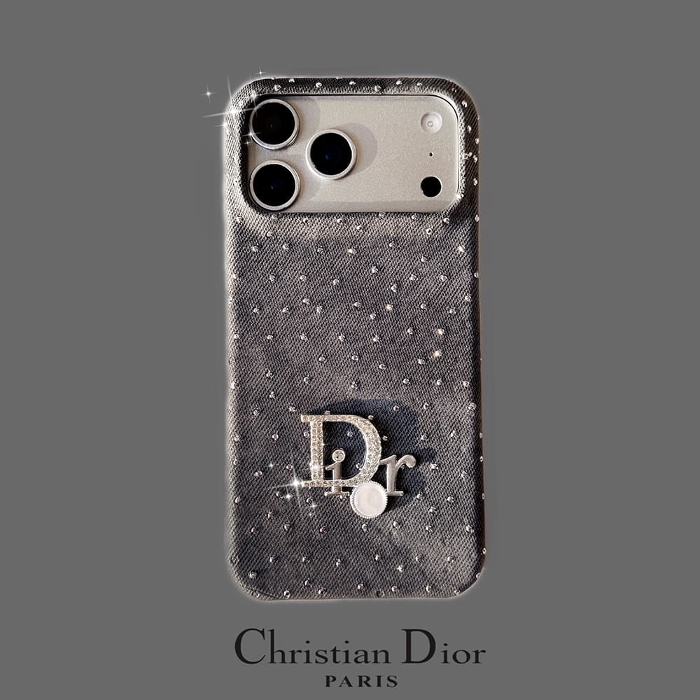 Dior Crystal Embellished Canvas 4-Sided Cutout iPhone Case