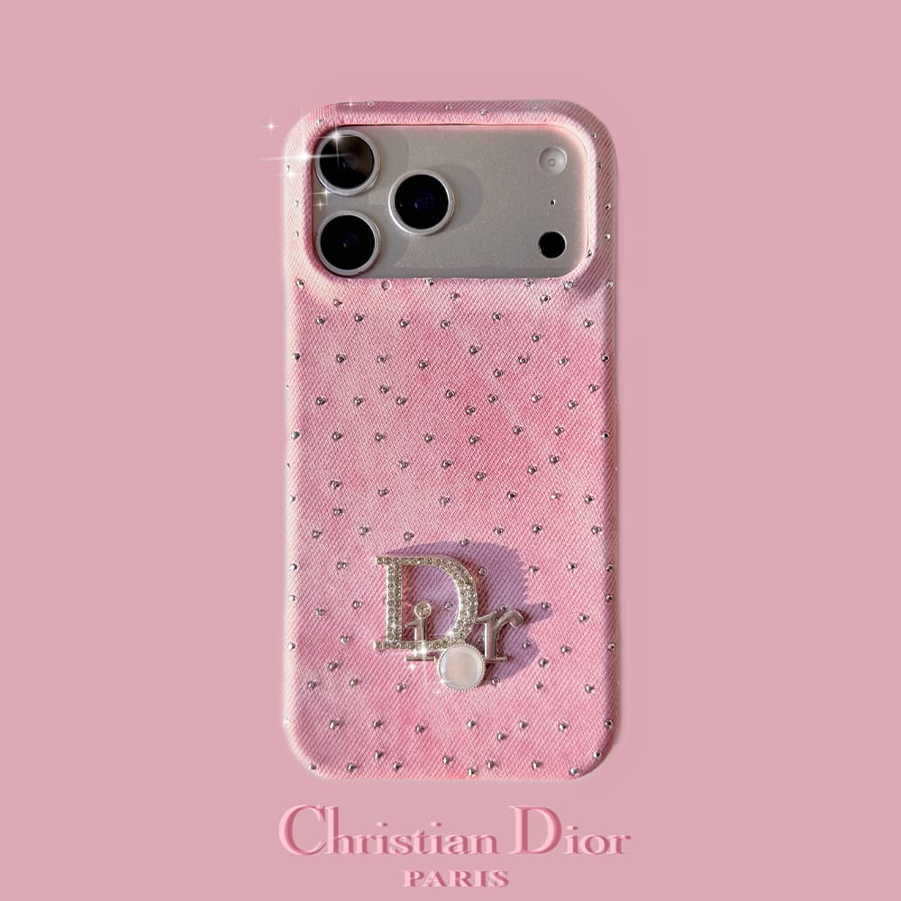 Dior Crystal Embellished Canvas 4-Sided Cutout iPhone Case