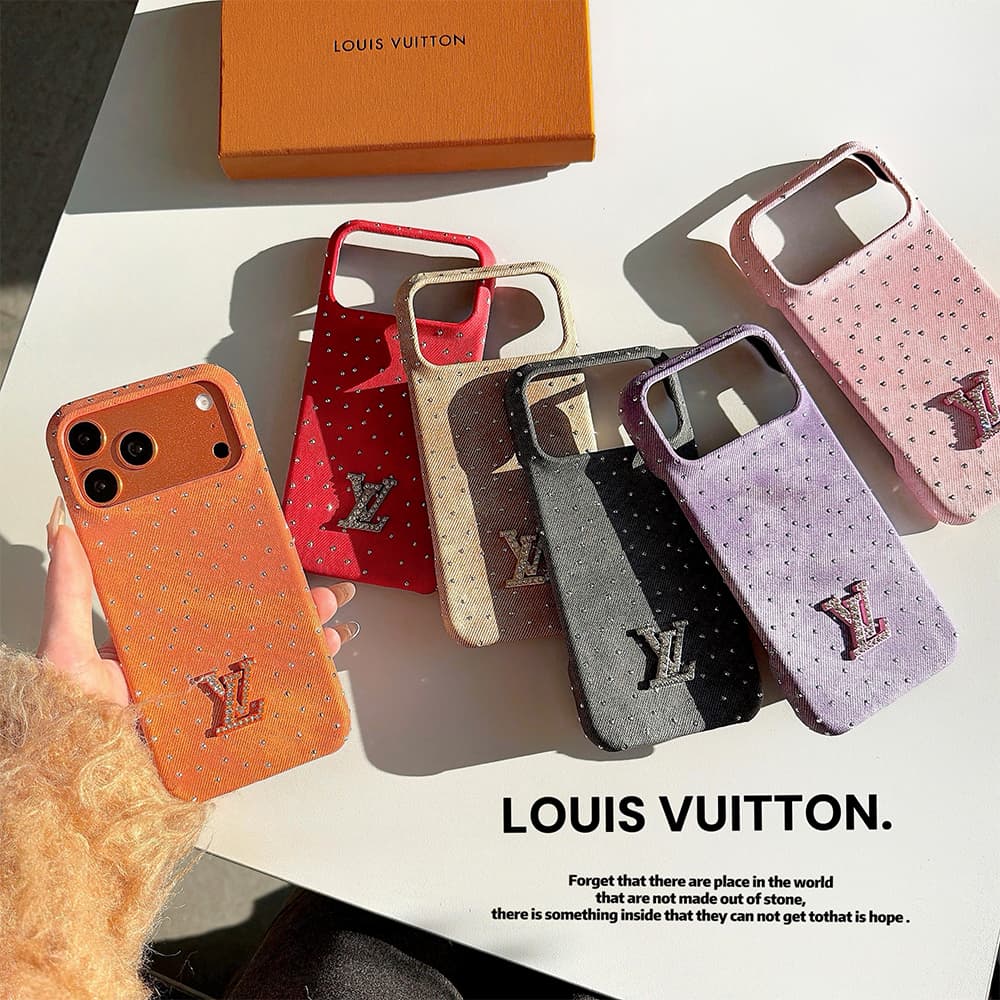 Louis Vuitton Crystal LV Logo Canvas 4-Sided Cutout iPhone Case
