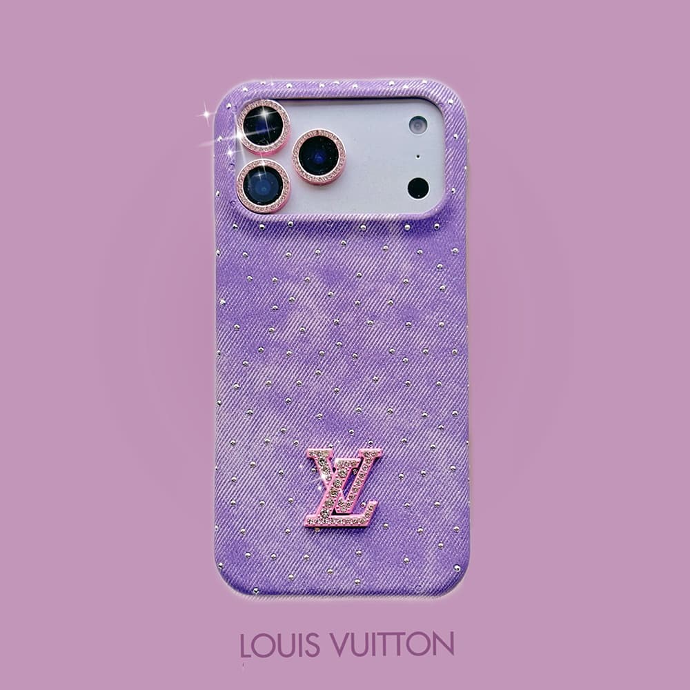 Louis Vuitton Crystal LV Logo Canvas 4-Sided Cutout iPhone Case