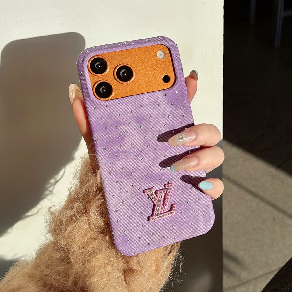 Louis Vuitton Crystal LV Logo Canvas 4-Sided Cutout iPhone Case