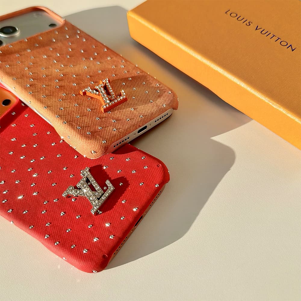 Louis Vuitton Crystal LV Logo Canvas 4-Sided Cutout iPhone Case