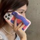 Retro Colorblock Design Wavy Wrist Strap & Card Holder iPhone Case