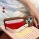 Retro Colorblock Design Wavy Wrist Strap & Card Holder iPhone Case