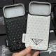 Prada Crystal-Embellished Leather Triangle Logo iPhone Case