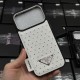 Prada Crystal-Embellished Leather Triangle Logo iPhone Case