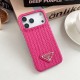 Prada Embossed Woven Triangle Logo 4-Sided Cutout iPhone Case