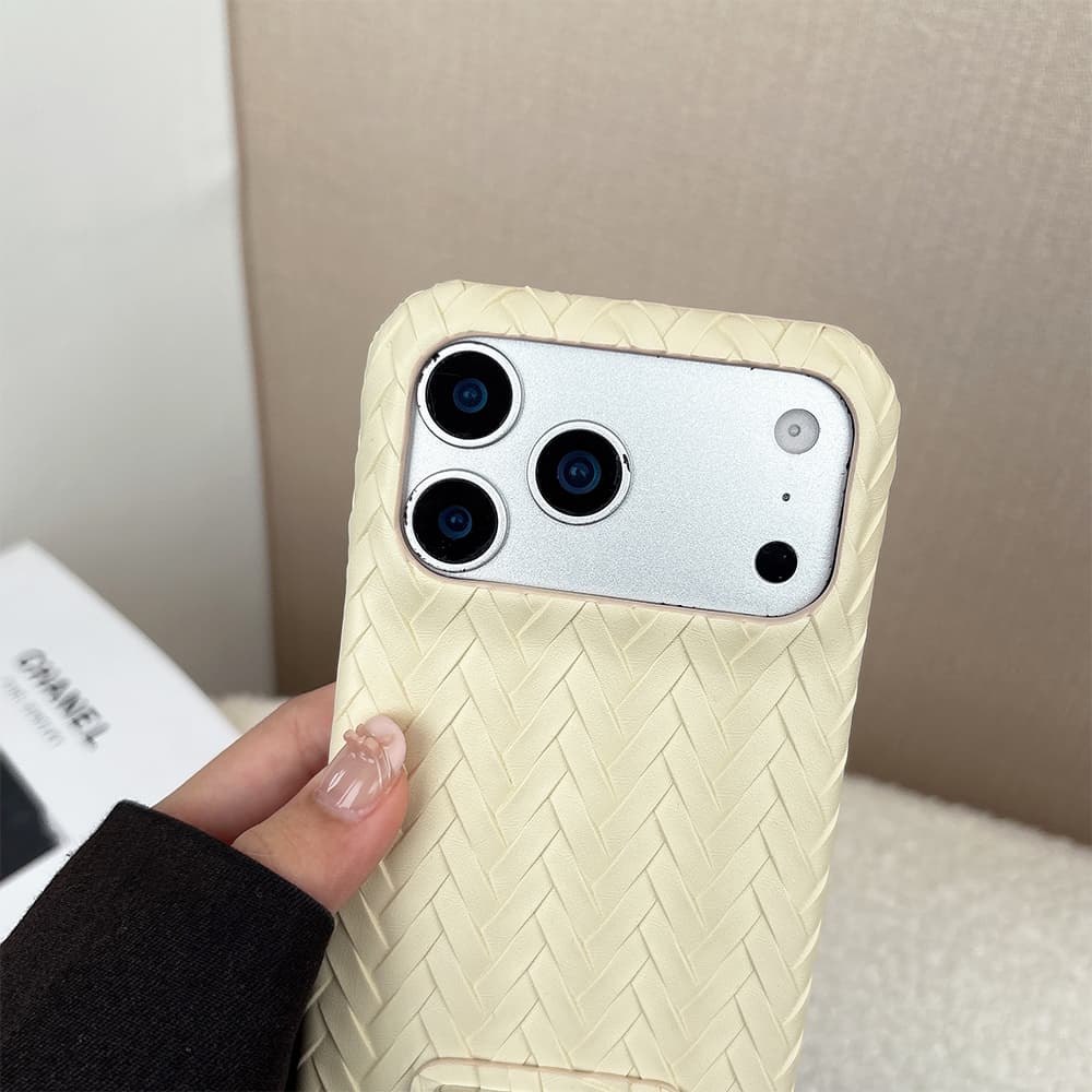 Prada Embossed Woven Triangle Logo 4-Sided Cutout iPhone Case