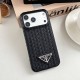 Prada Embossed Woven Triangle Logo 4-Sided Cutout iPhone Case