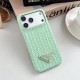 Prada Embossed Woven Triangle Logo 4-Sided Cutout iPhone Case