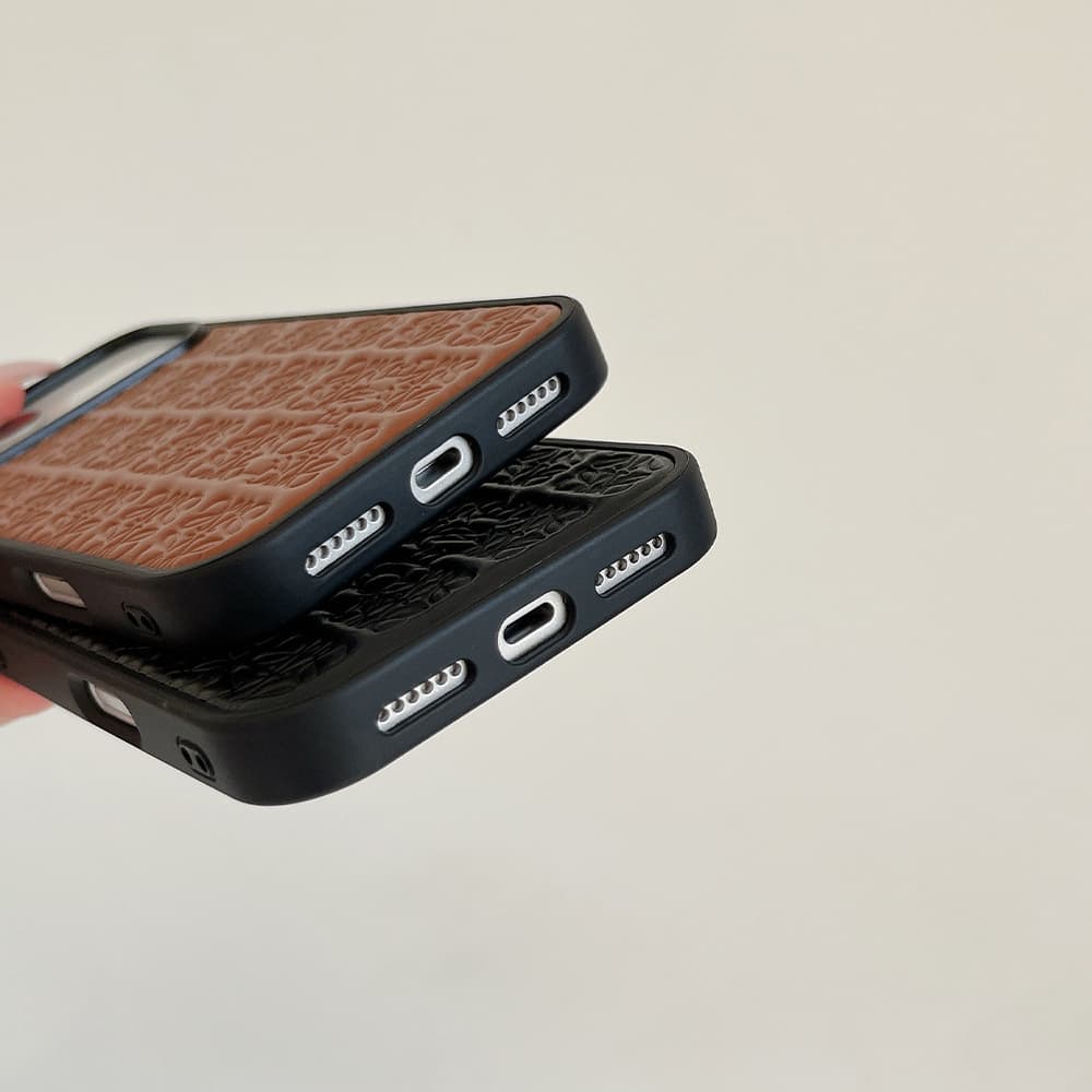 LOEWE Anagram Embossed Leather iPhone Case