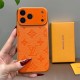 LV Gucci Dior Hermes Large Window Camera Orange Embossed iPhone Case
