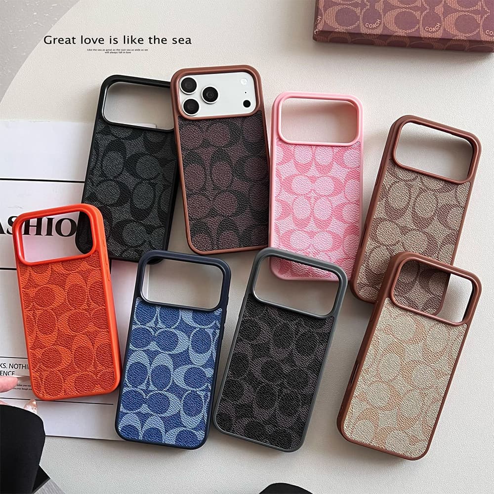 Coach Signature C Monogram Leather iPhone Case
