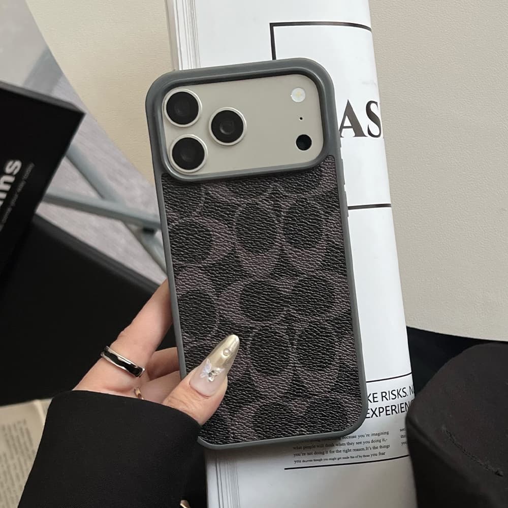 Coach Signature C Monogram Leather iPhone Case