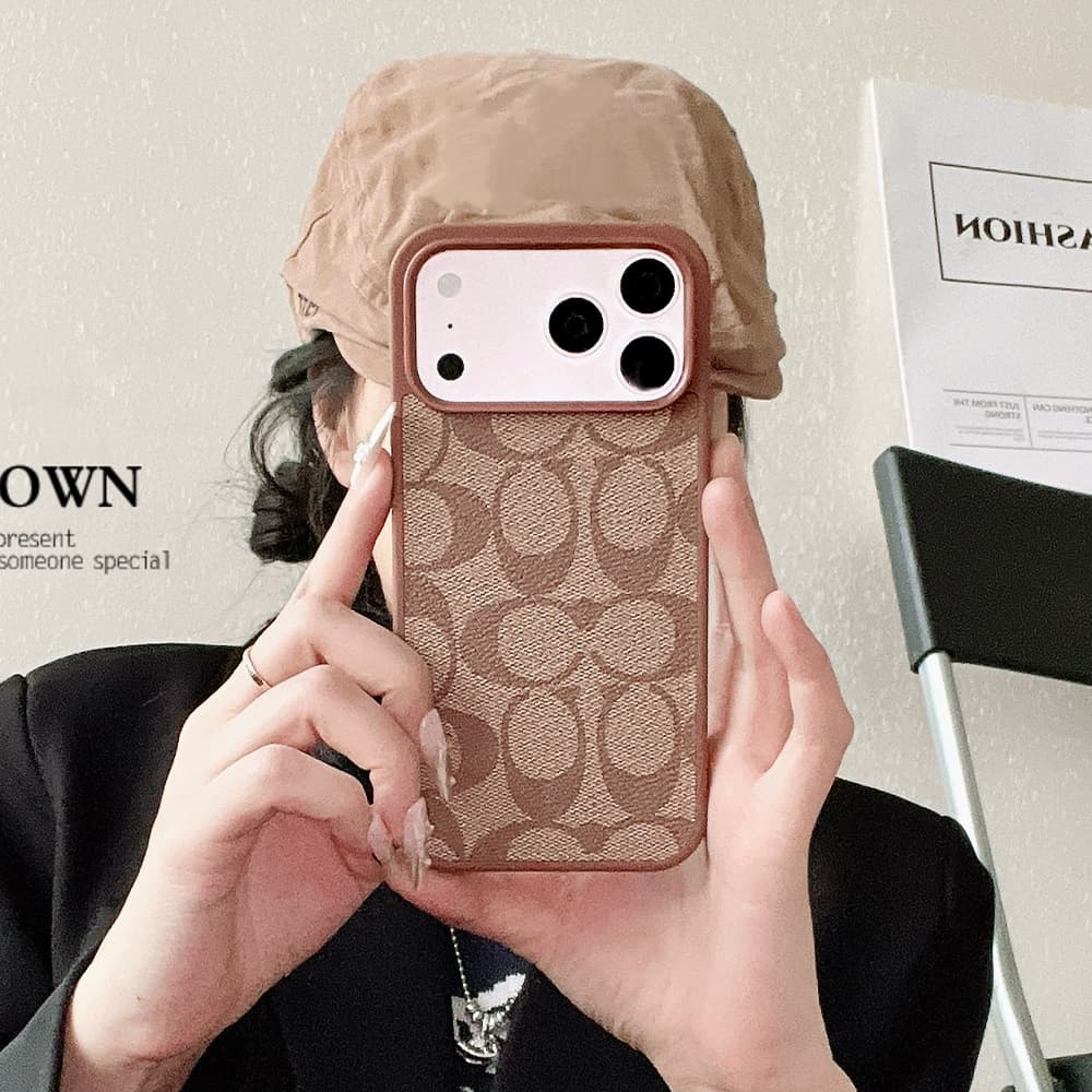 Coach Signature C Monogram Leather iPhone Case