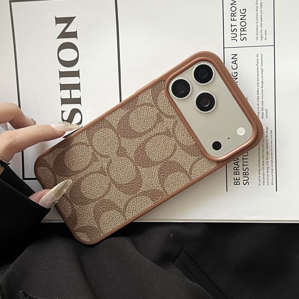 Coach Signature C Monogram Leather iPhone Case
