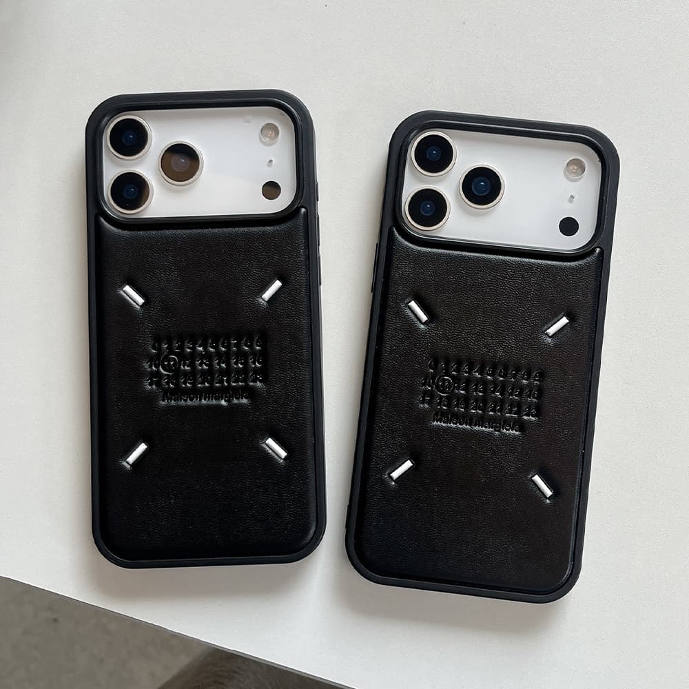 Maison Margiela 0-23 Tab Stitch-Embossed Leather iPhone Case