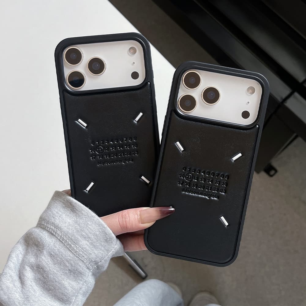 Maison Margiela 0-23 Tab Stitch-Embossed Leather iPhone Case